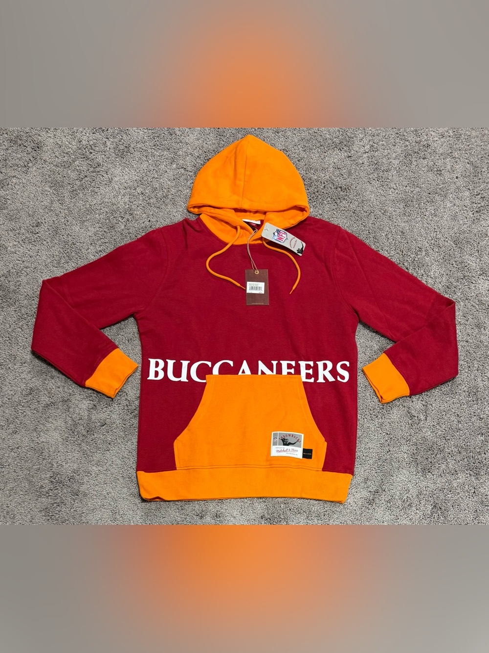 Mitchell & Ness Tampa Bay Buccaneers Throwback Hoodie Orange Red Mens Size L